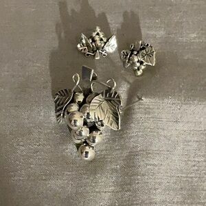 Vintage Grapes Taxco MEXICO Sterling Silver Set